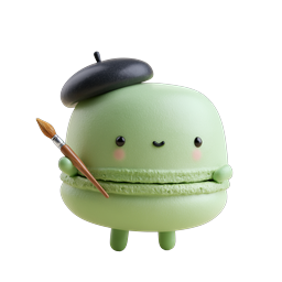 Icona personaggio artista macaron verde carino - Stile argilla 3D