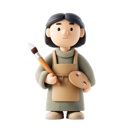 3D Artist Painter Character with Palette Icon