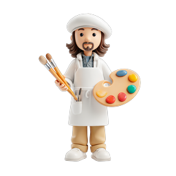 Ícone de Personagem Artista 3D com Paleta | Pintor Criativo