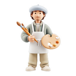 3D Artist Painter Character Icon with Palette