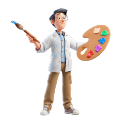 Vibrant Artist Painting Icon for Creative Projects