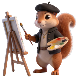 Ícone de esquilo artista lúdico para projetos criativos