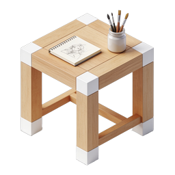 Isometric Artist Studio Table with Sketchbook Icon