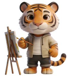 Playful Artist Tiger Icon for Creative Projects