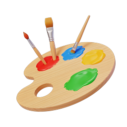 Artist's Palette with Paintbrushes Icon - Creative Art Tool