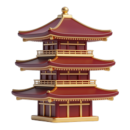 Traditional Asian Pagoda Temple 3D Icon
