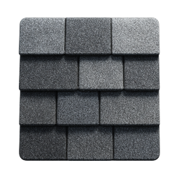 Gray Asphalt Roofing Shingles Icon - Realistic 3D Texture