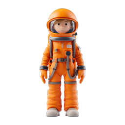 Cute 3D Astronaut Character in Orange Spacesuit Icon