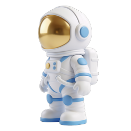 Cute 3D Astronaut Character Icon - Space Explorer