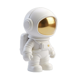 Cute 3D Astronaut Figure with Gold Visor Icon