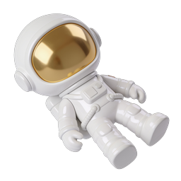 3D Astronaut Figure Icon with Gold Visor