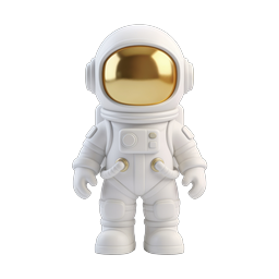 Icono 3D de figura de astronauta – traje blanco con visor dorado