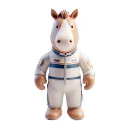 3D 宇宙飛行士の馬キャラクターフィギュアアイコン