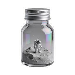 Astronaut in Glass Jar 3D Icon - Space Diorama