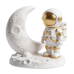 3D Astronaut Moon Icon - Premium Space Explorer Figurine