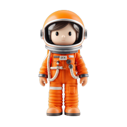 Cute 3D Orange Astronaut Character Icon for Space Themes