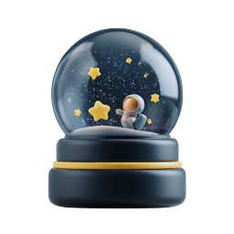 Astronaut Snow Globe 3D Icon - Cosmic Space Decoration