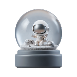 Astronaut Snow Globe Icon - Cute Space Explorer 3D