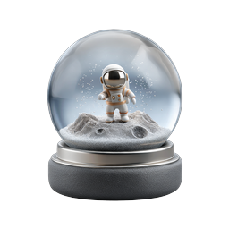 Astronaut Snow Globe 3D Icon - Realistic Space Decoration