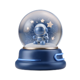 Cute Astronaut Snow Globe 3D Icon | Space-Themed Decoration