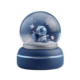 Astronauten-Schneekugel 3D-Icon - Kosmisches Sammlerstück