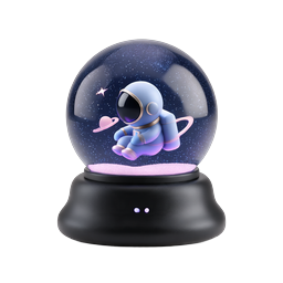 Cute Astronaut Snow Globe 3D Icon - Cosmic Galaxy Scene