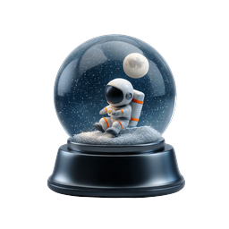 Cute Astronaut Snow Globe 3D Icon - Space Decor