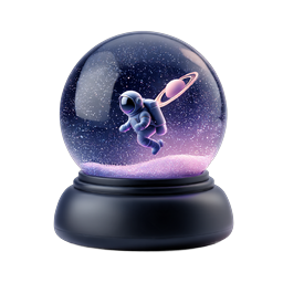 Cosmic Astronaut Snow Globe 3D Icon