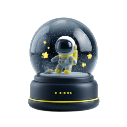 Astronaut Snow Globe 3D Icon - Space Adventure Design