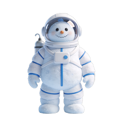 愛らしい宇宙飛行士スノーマンの3Dキャラクターアイコン