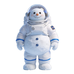 かわいい宇宙飛行士スノーマンアイコン - 3D 冬のキャラクター
