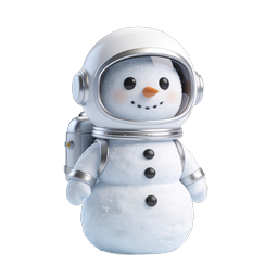 可爱宇航员雪人 3D 图标 | 冬季太空角色