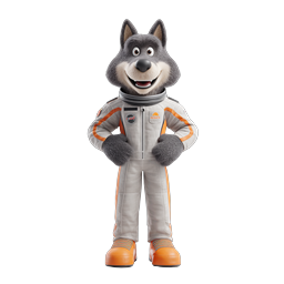 Friendly Astronaut Wolf Character 3D Icon