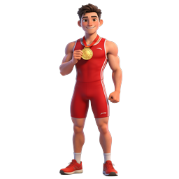 Athlete Gold Medal Champion 3D Character Icon