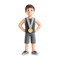 Athlete Gold Medal Winner 3D Character Icon