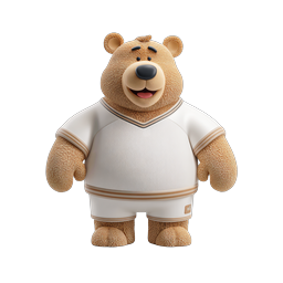 Cute Athletic Bear Character 3D Icon