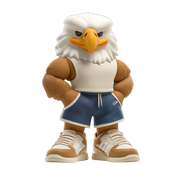 Athletic Eagle Mascot 3D Character Icon