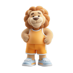 Friendly Athletic Lion 3D Character Icon
