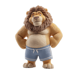 Athletic Lion Character 3D Icon - Sports Mascot