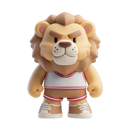 Ícone de Personagem 3D Mascote Leão Atlético