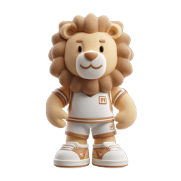 Ícone de Personagem 3D Mascote Leão Atlético