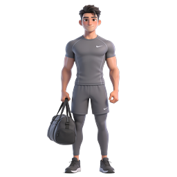 Athletic Man with Gym Bag - 3D Fitness Character Icon