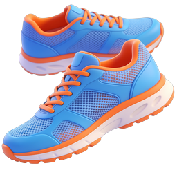Athletic Running Shoes 3D Icon - Blue & Orange Sneakers