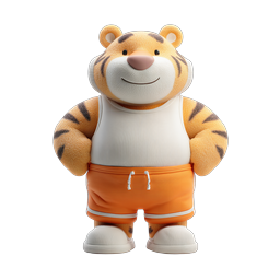 Friendly Athletic Tiger Character 3D Icon