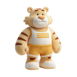 Athletic Tiger Mascot - Cute 3D Sporty Tiger Icon