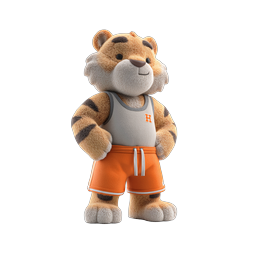 Athletic Tiger Mascot 3D Character Icon