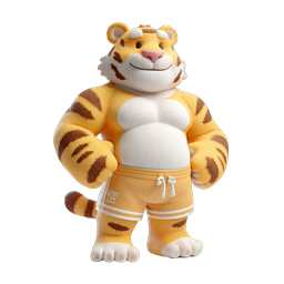 Cute Athletic Tiger Mascot 3D Character Icon