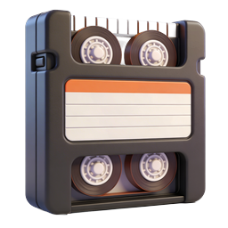 Retro Audio Cassette Tape 3D Icon for Music Apps