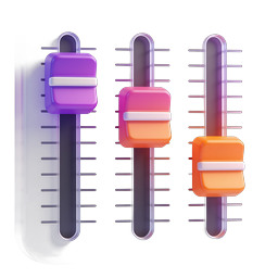ไอคอนสไลเดอร์มิกเซอร์เสียง 3D | UI ควบคุมเสียง