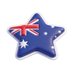 Australian Flag Star Icon - 3D Glossy Country Symbol